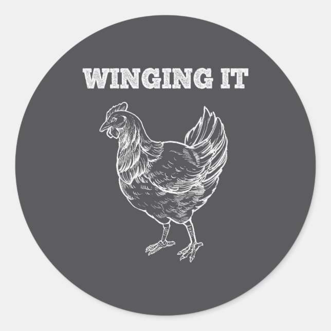 Adesivo Winging It Funny Chicken Wings Lovers Quote  (Frente)