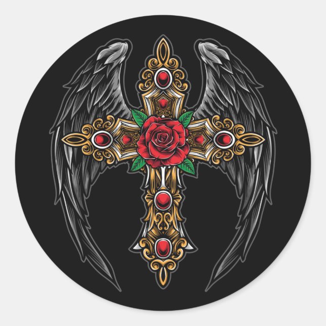 Adesivo Wings Crucifix e Flores (Frente)