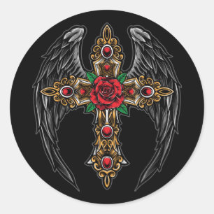 Adesivo Wings Crucifix e Flores