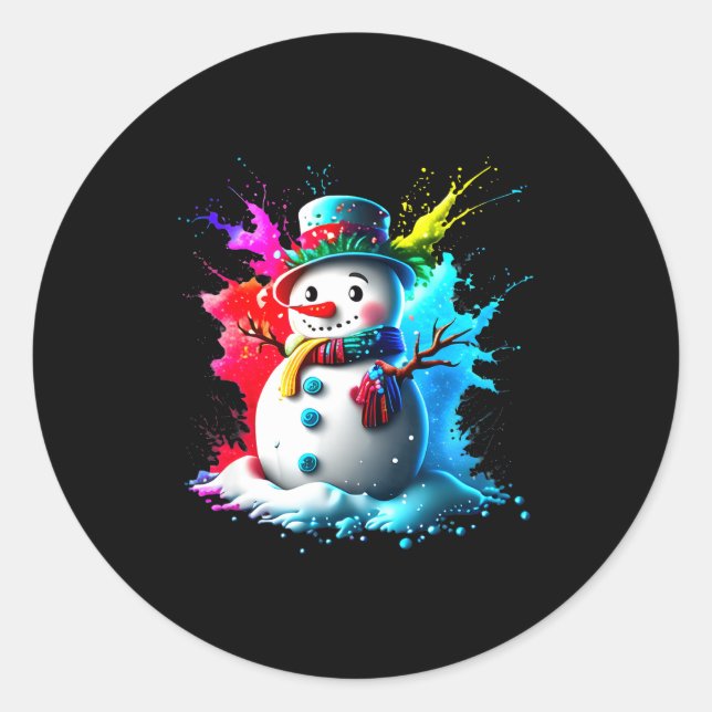 Adesivo Winter And Snow Christmas A Coloured Snowman  (Frente)
