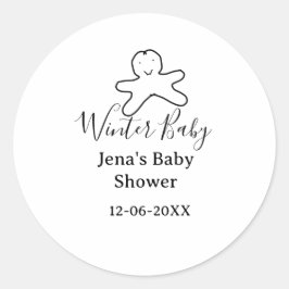 Adesivo Winter baby shower cookie black scribble hand-draw