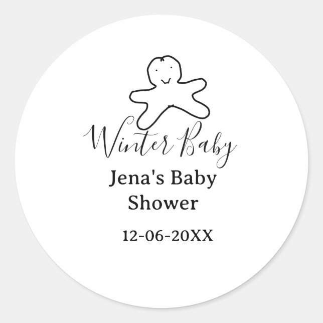 Adesivo Winter baby shower cookie black scribble hand-draw (Frente)