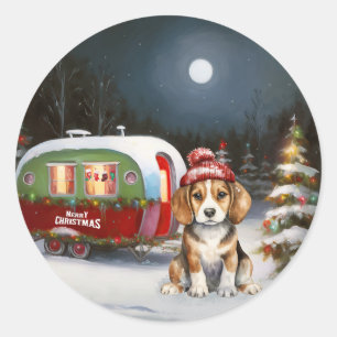 Adesivo Winter Beagle Caravan Christmas Adventure