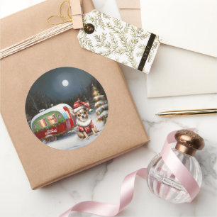 Adesivo Winter Chihuahua Caravan Christmas Adventure