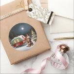 Adesivo Winter Dachshund Caravan Christmas Adventure<br><div class="desc">Adotar a magia de uma noite de inverno nevada enquanto uma caravana desliza graciosamente através da paisagem iluminada pela lua. A beleza serena da neve escutadora e o brilho encantador da lua criam uma cena cativante,  prometendo uma aventura inesquecível de Natal cheia de calor,  alegria e memórias queridas.</div>