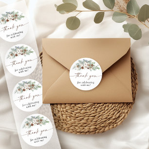 Adesivo Winter Evergreen Obrigado Favor Sticker