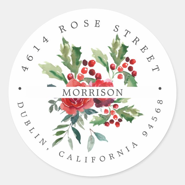 Adesivo Winter Floral | Boho Botanical Return Address (Frente)