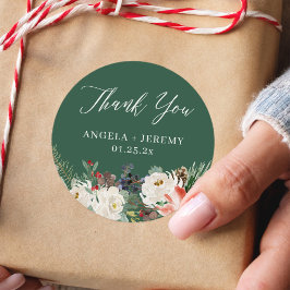 Adesivo Winter Floral Holly Berries Holiday Obrigado