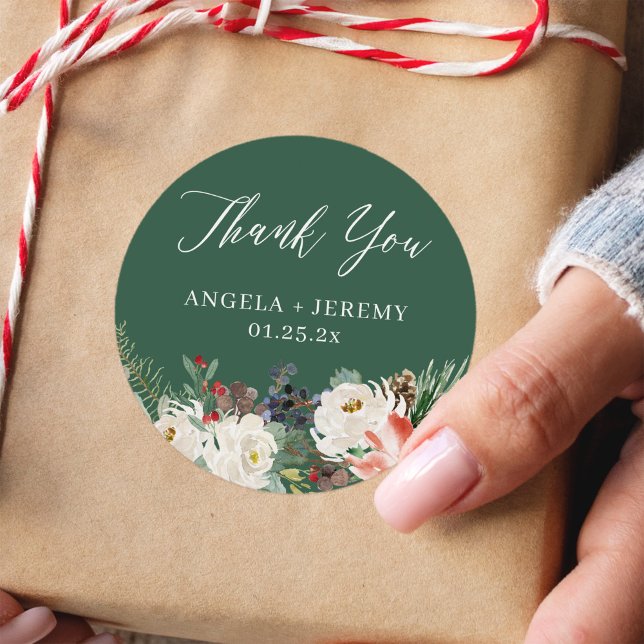 Adesivo Winter Floral Holly Berries Holiday Obrigado (Criador carregado)