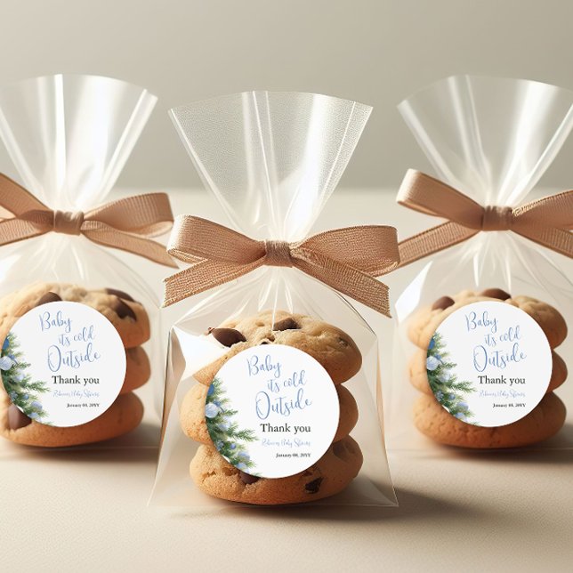 Adesivo Winter It's Cold Outside Blue Bow Baby Shower (Criador carregado)