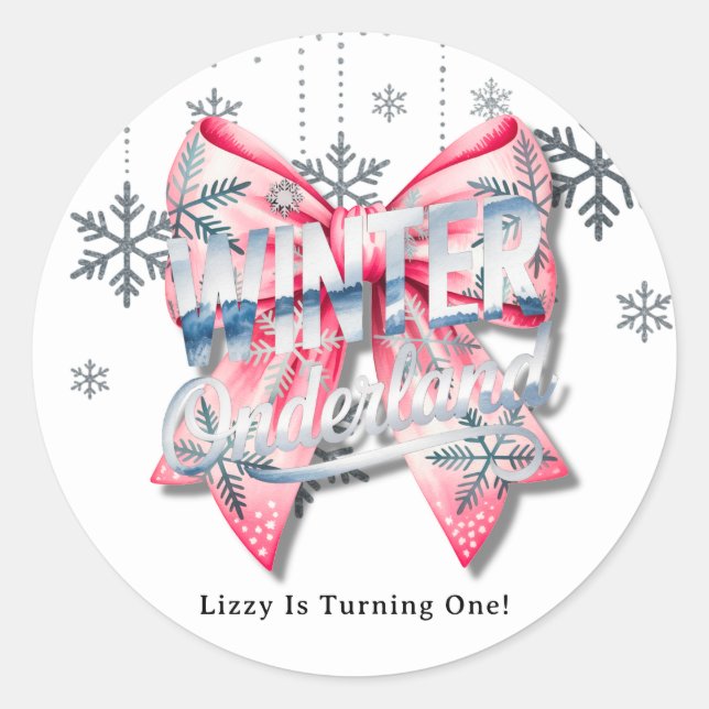 Adesivo Winter Onderland Girl 1rua. Festa de aniversário (Frente)