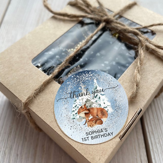 Adesivo Winter ONE derland First Birthday Fox Obrigado (Criador carregado)