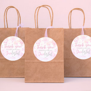 Adesivo Winter ONEderland Pink Snowflake Obrigado Aniversá