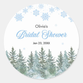 Adesivo Winter Pine Trees Snowflakes Bridal Shower 