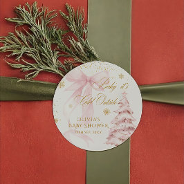 Adesivo Winter Pink Bow It's Cold Outside Baby Shower