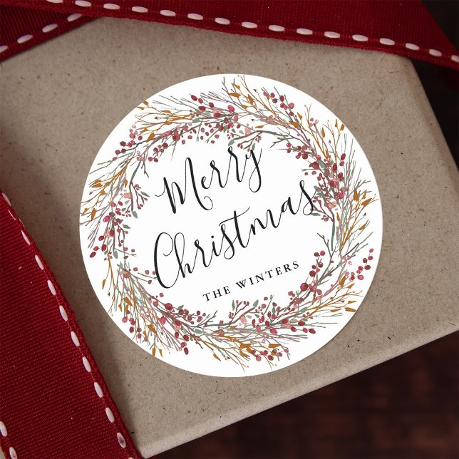 Adesivo Winter Red Berry Wreath Feliz Natal (Criador carregado)