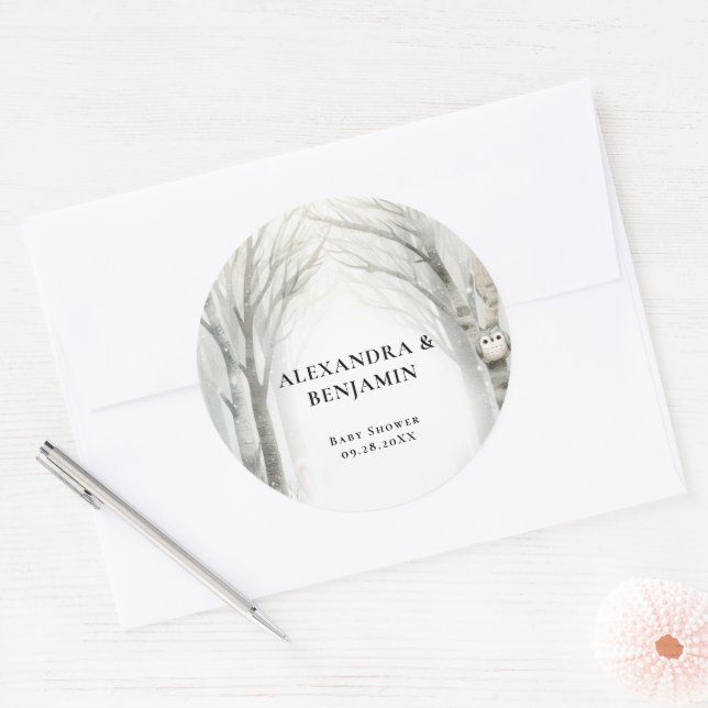 Adesivo Winter Snow Cute Woodland Animals Coed Baby Shower (Envelope)