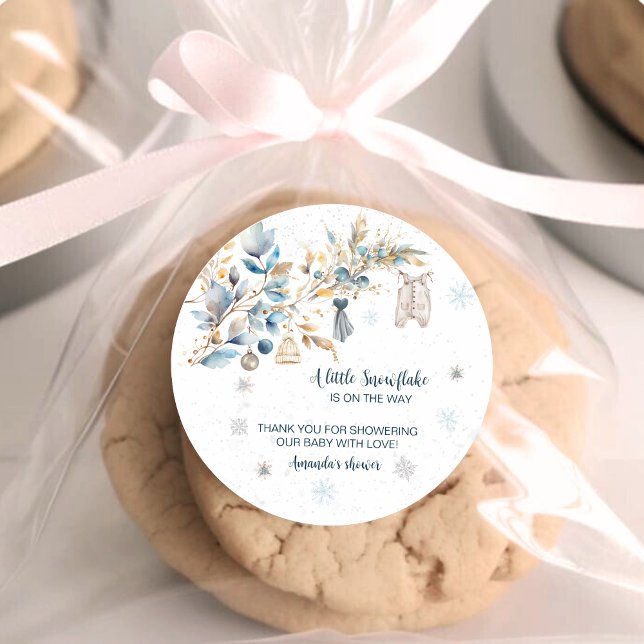 Adesivo Winter Snowflake Clothesline Round Favor Stickers (Criador carregado)