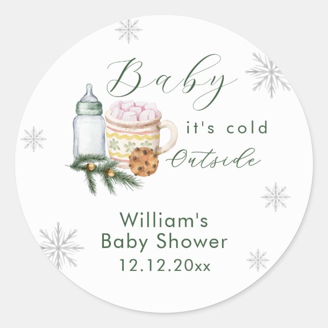 Adesivo Winter Snowflake S'more Cookie Baby Shower  (Frente)