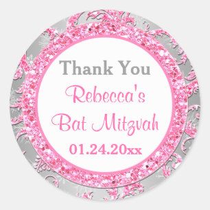 Adesivo Winter Wonderland Damask Bat Mitzvah Sticker 3