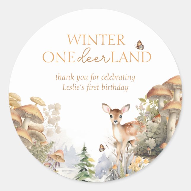 Adesivo Winter Wonderland Deer First Birday (Frente)