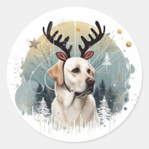 Adesivo Winter Wonderland Labrador Retriever Reindeer Xmas