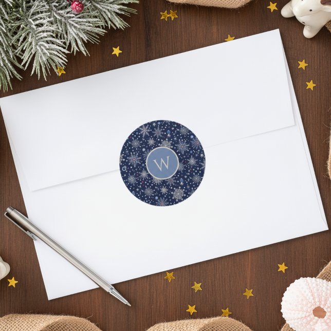 Adesivo Winter Wonderland Snowflake (Snowflake holiday initial sticker)