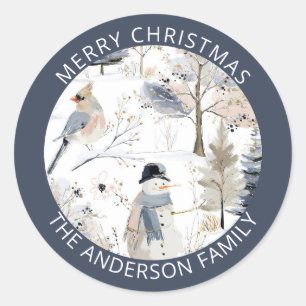 Adesivo Winter Wonderland Snowman e Bird Pattern