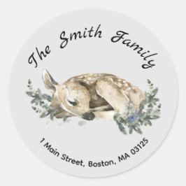 Adesivo Winter Woodland Deer Christmas Return Endereço