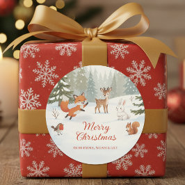 Adesivo Winter Woodland Merry Christmas Forest Animals