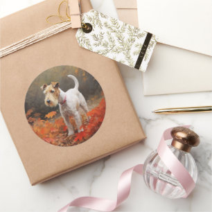 Adesivo Wirefox Terrier em Folhas Caídas de Outono Inspira