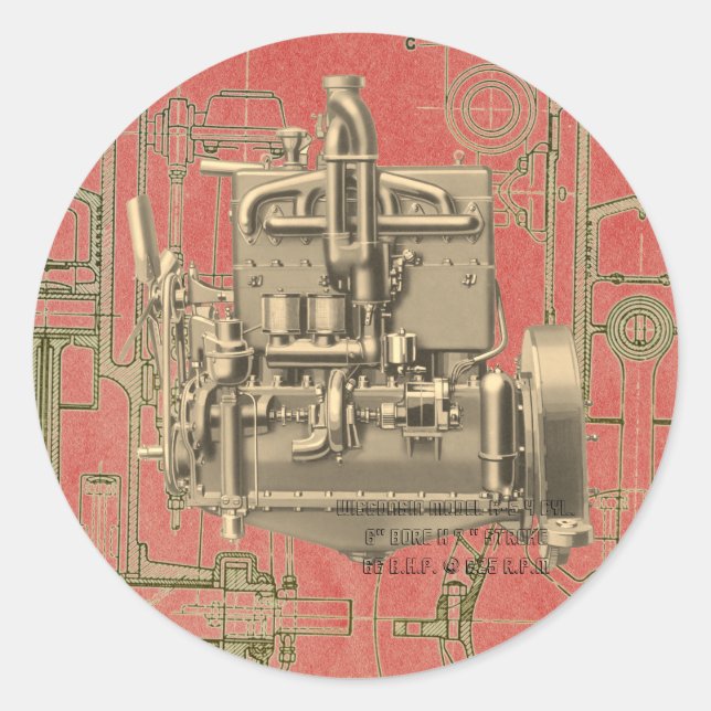 Adesivo Wisconsin Motor Milwaukee Wisconsin, motor a gás K (Frente)