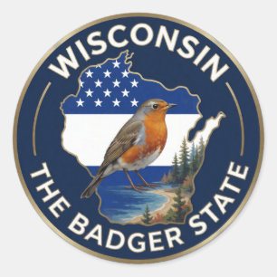Adesivo 🐦 Wisconsin Pássaro do Estado Badger Heritage