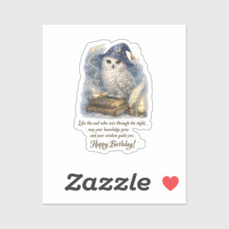 Adesivo Wisdom Knowledge Snow Owl Happy Birthday  Stickers
