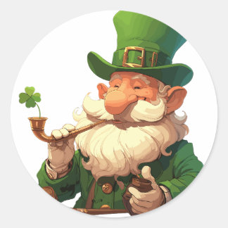 Adesivo Wise Old Leprechaun com Pipe