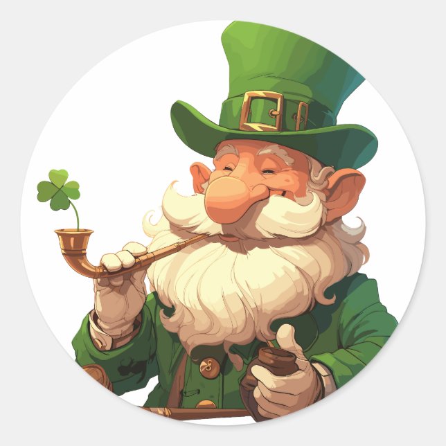 Adesivo Wise Old Leprechaun com Pipe (Frente)