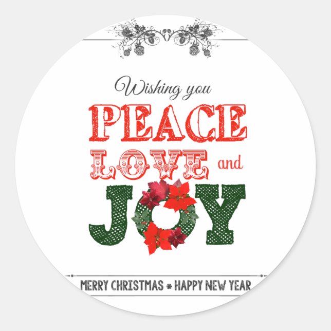 Adesivo Wishing you peace love and Joy (Frente)