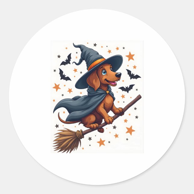 Adesivo Witchy Dachshund Delight (Frente)