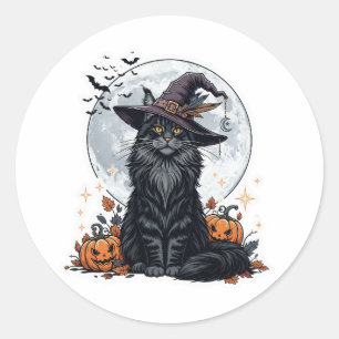 Adesivo Witchy Maine Coon - Gato Majestoso do Halloween