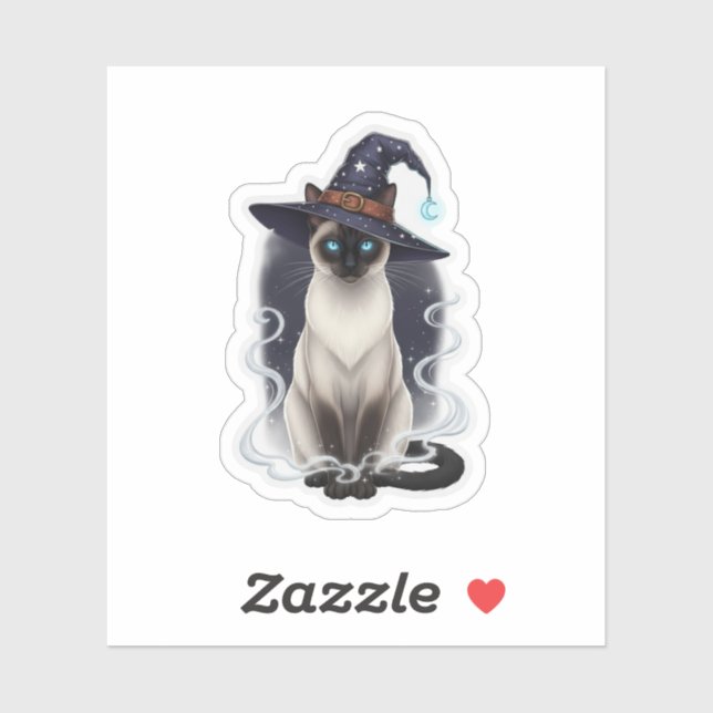 Adesivo Witchy Siamese - Halloween Sleek Cat (Folha)