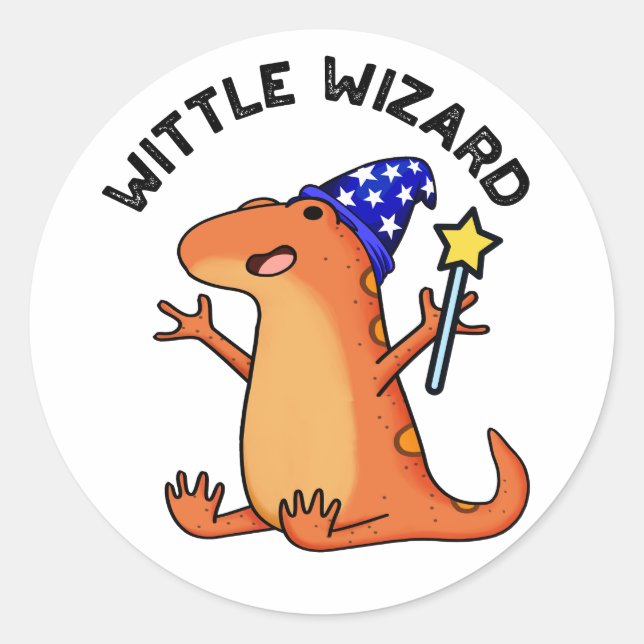 Adesivo Wittle Wizard Funny Lizard Pun (Frente)
