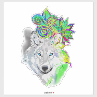 Adesivo Wolf Floral
