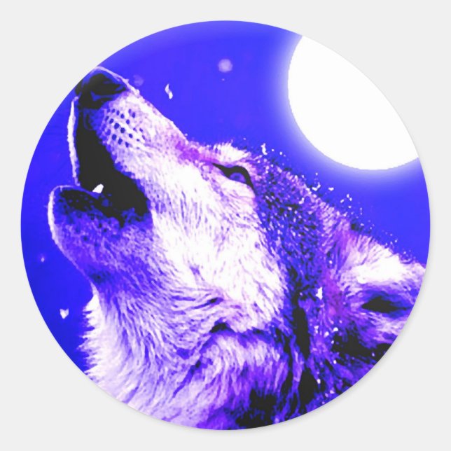 Adesivo Wolf Howling na Lua (Frente)
