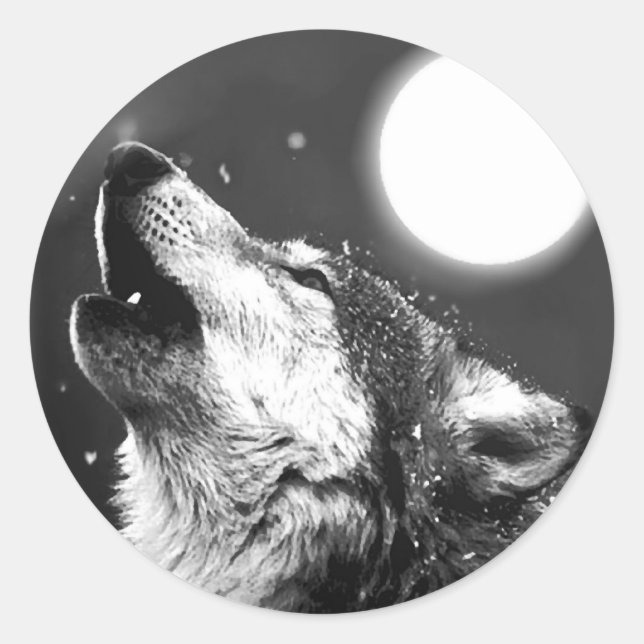 Adesivo Wolf Howling na Lua (Frente)