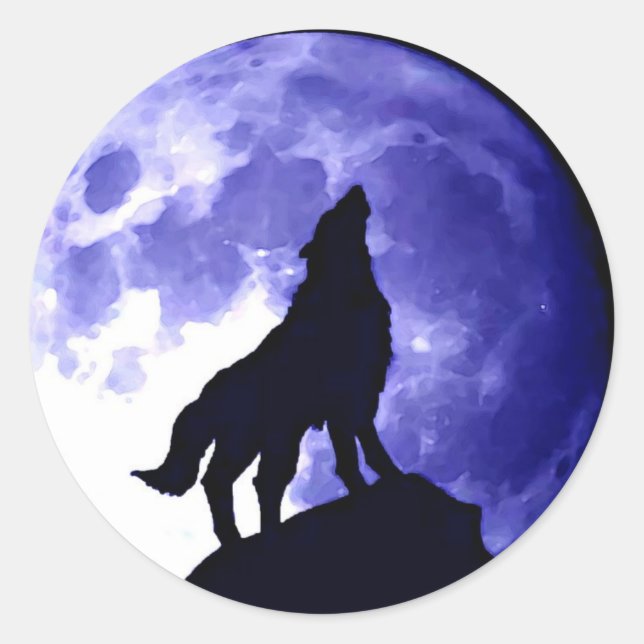 Adesivo Wolf Howling na Lua (Frente)