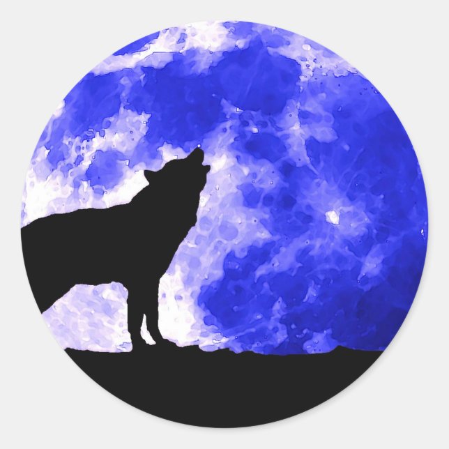 Adesivo Wolf Howling na Lua (Frente)