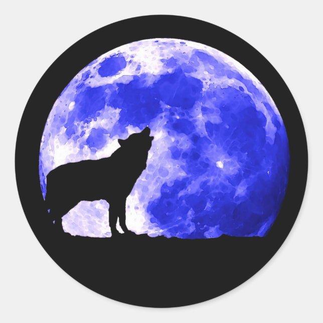 Adesivo Wolf Howling na Lua (Frente)