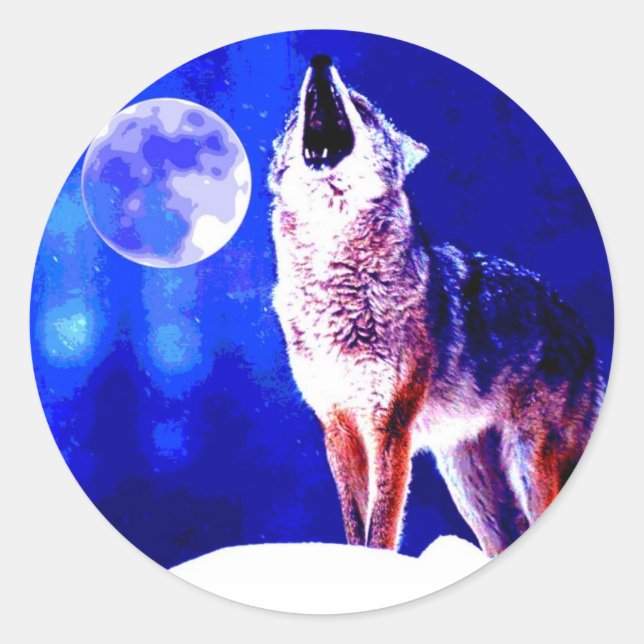 Adesivo Wolf Howling na Lua (Frente)