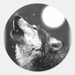 Adesivo Wolf Howling na Lua