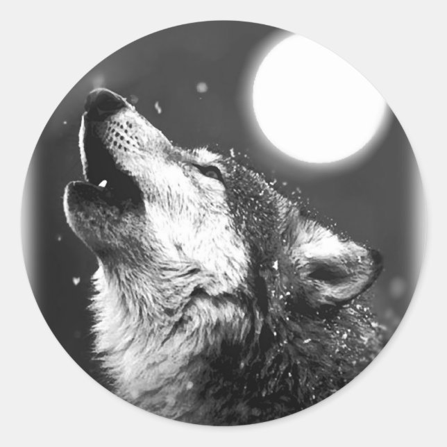 Adesivo Wolf Howling na Lua (Frente)